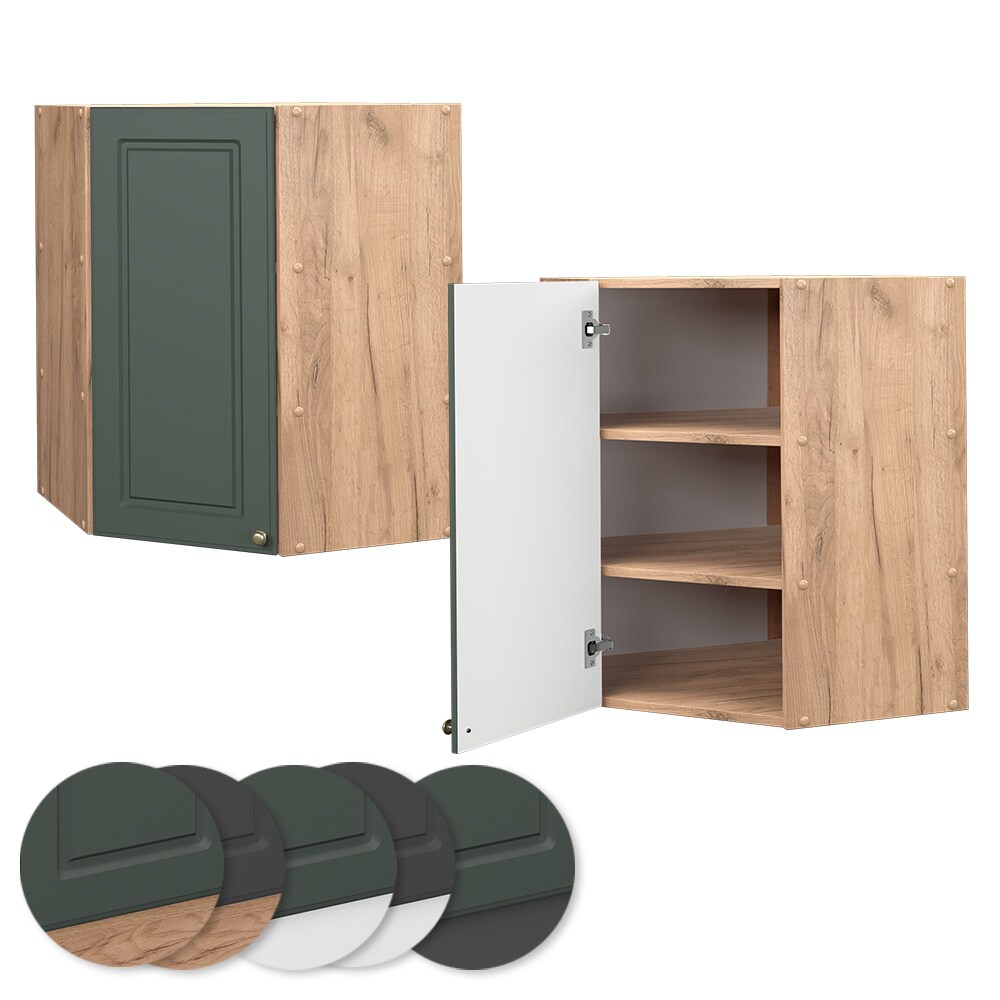 Vicco Eckhängeschrank Küchenschrank Küchenmöbel Fame-Line Eiche Grün-Gold Landhaus 57 cm Küche Einbauküche Eckküche Hängeschrank Drehtür Einlegeboden Küchenzeile
