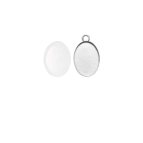 Cabochon Anhänger oval, silberfarben