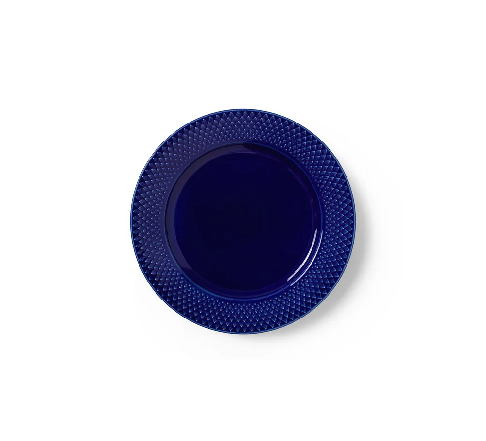 Lyngby Porcelæn  Rhombe Color frokosttallerken, mørk blå - Ø23 cm