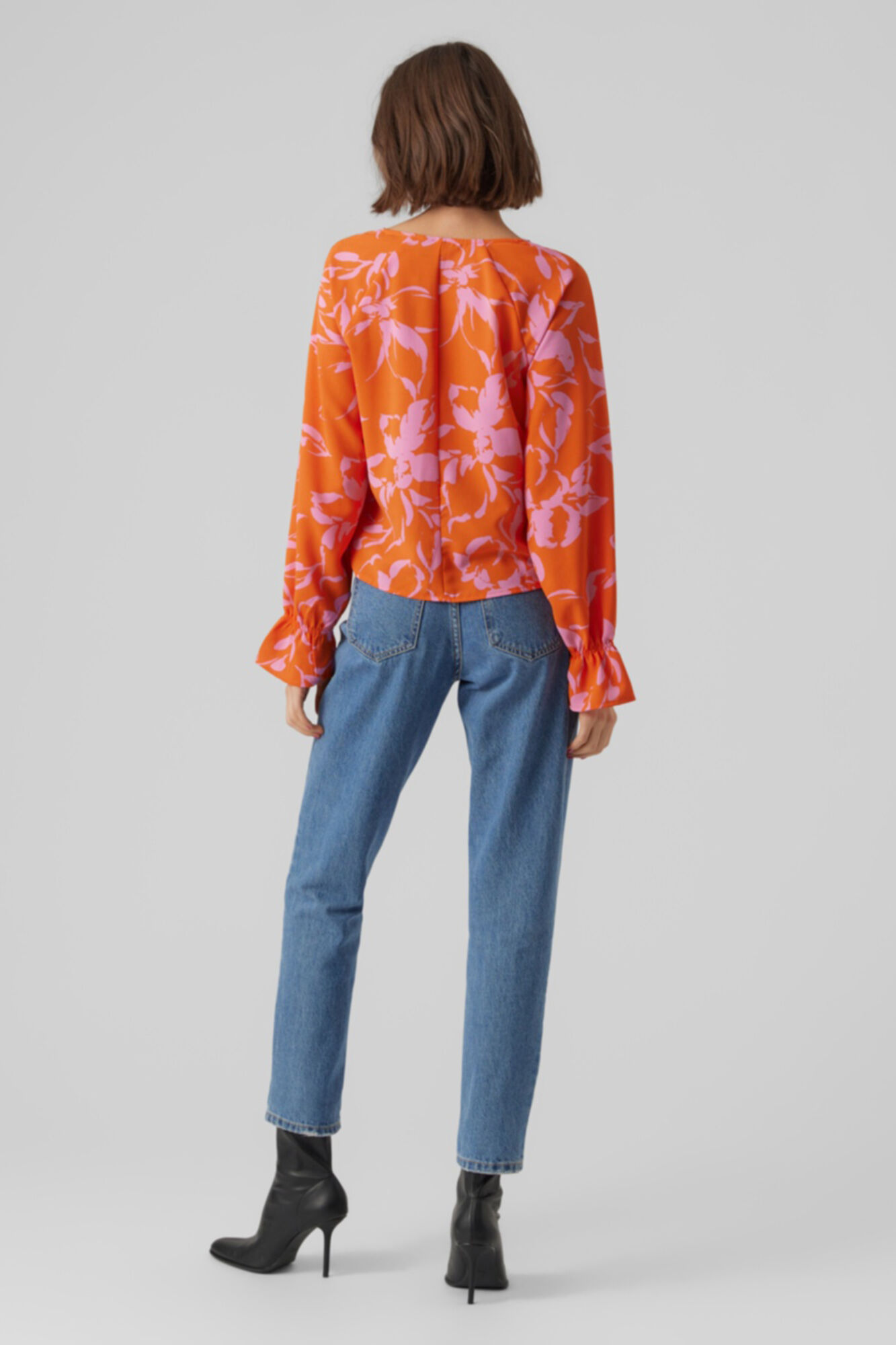 Blusa de manga comprida estampada - Laranja
