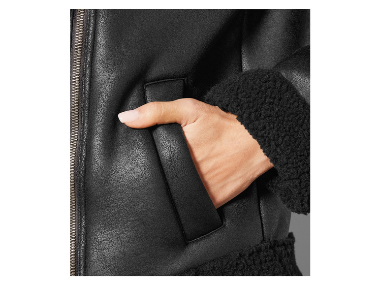 Dames bikerjack met imitatiebont