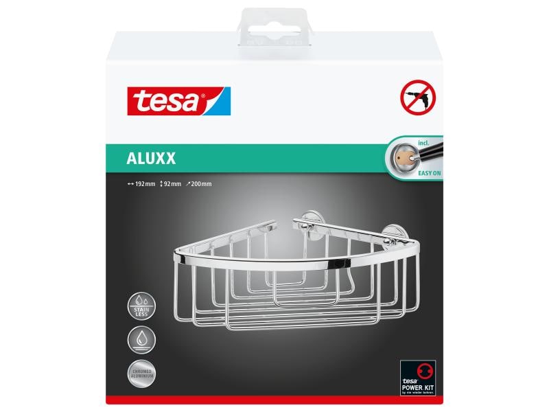 tesa Bad-Utensilienhalter Aluxx  Eckablagekorb, Chrom Duschmittelhalter