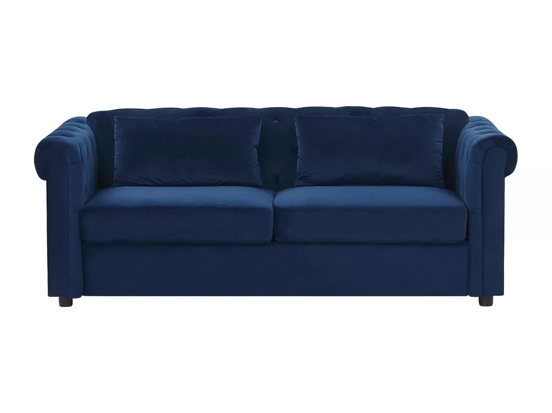 Canapé convertible 3 places en velours bleu foncé CHESTERFIELD