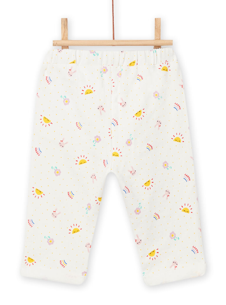 Jogging écru à pois et imprimé fantaisie bébé fille