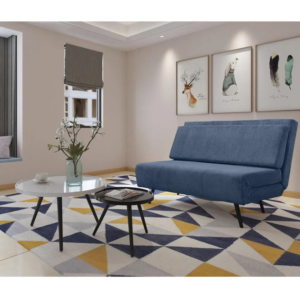 Mallory - Slaapbank 140 cm in blauwe stof