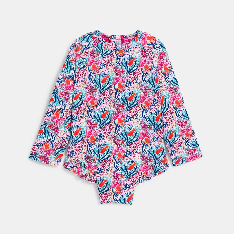 Combinaison anti UV poissons bébé fille Gris ou noir