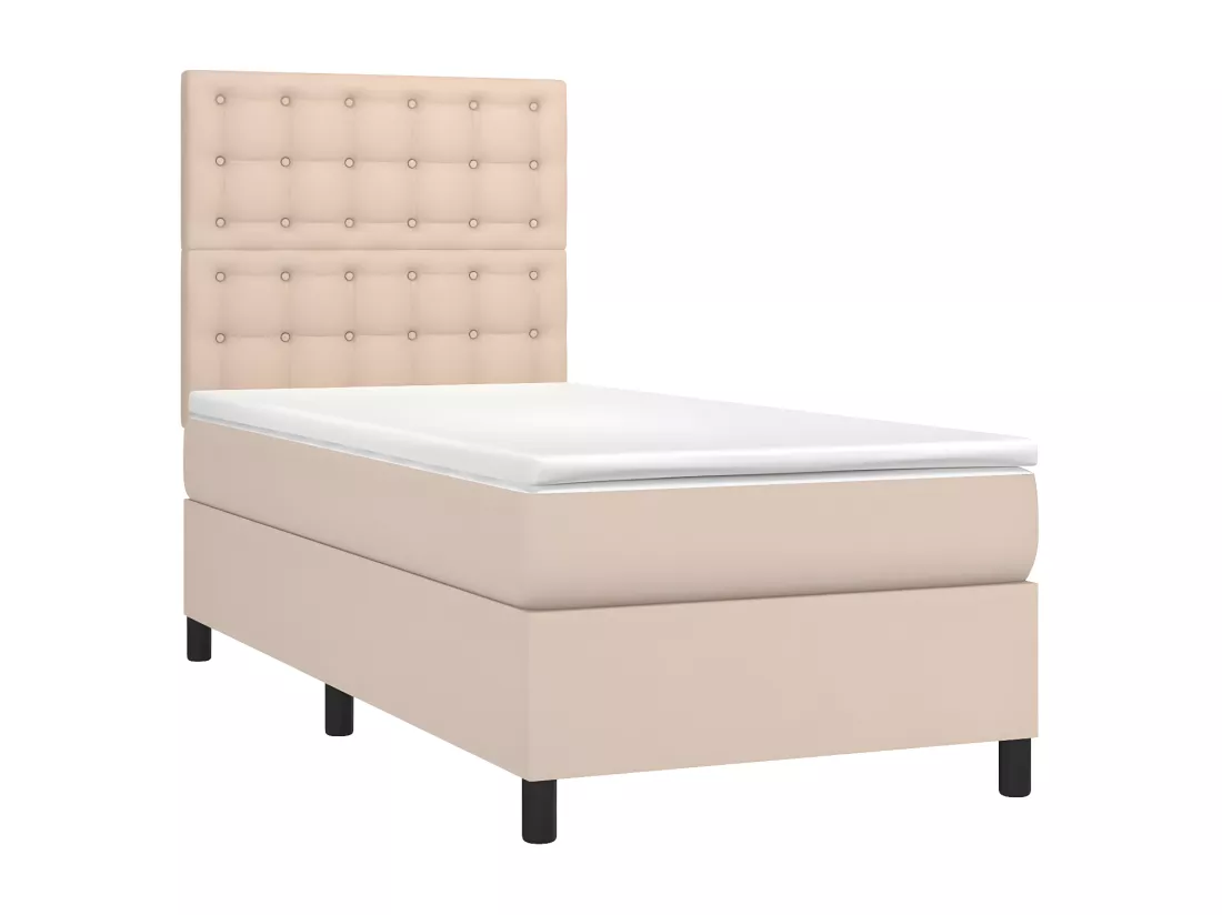 Sommier tapissier matelas LED Cappuccino 100x200 cm Similicuir