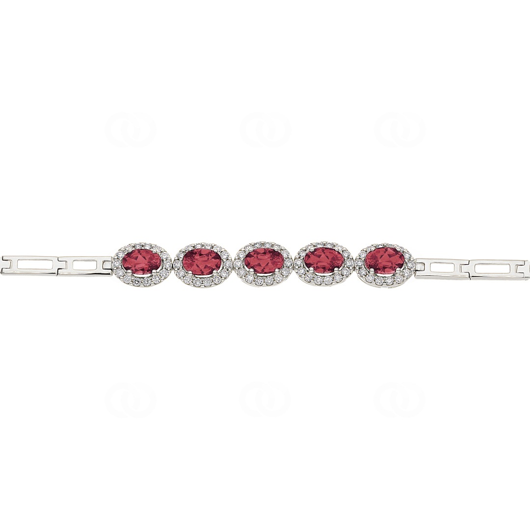 Rubin Armband 750/18 K Weissgold mit Diamanten 0.67 ct H/si