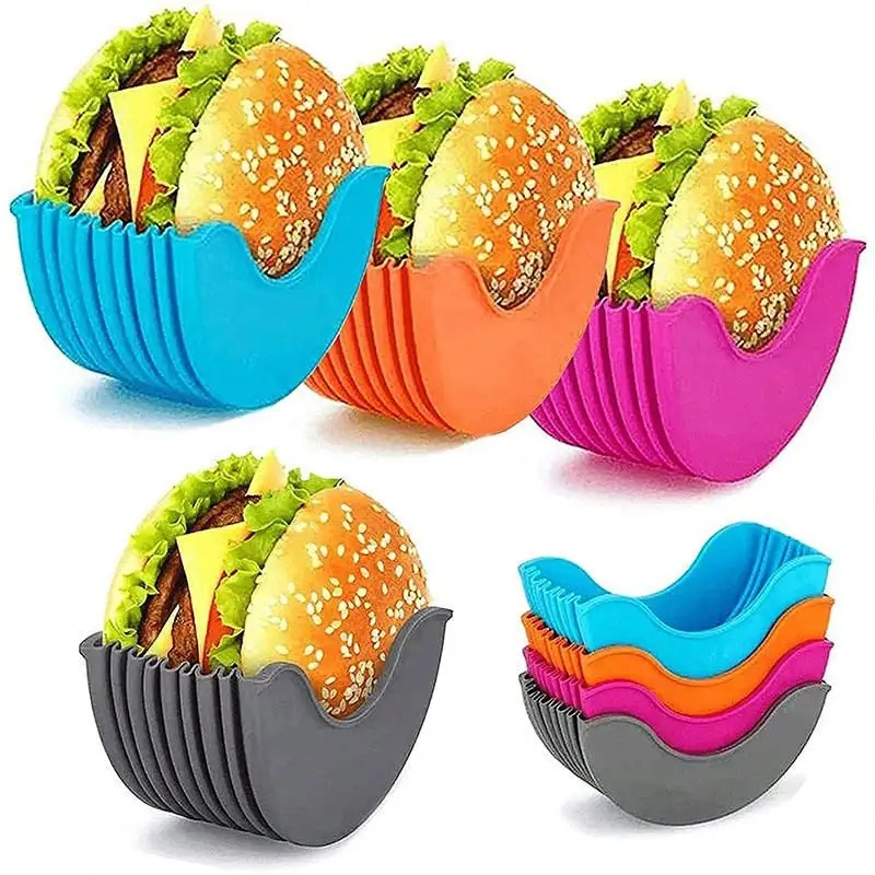 Silikon Burger Halter Wiederverwendbare Sandwich Box Hamburger Halterung - Grau