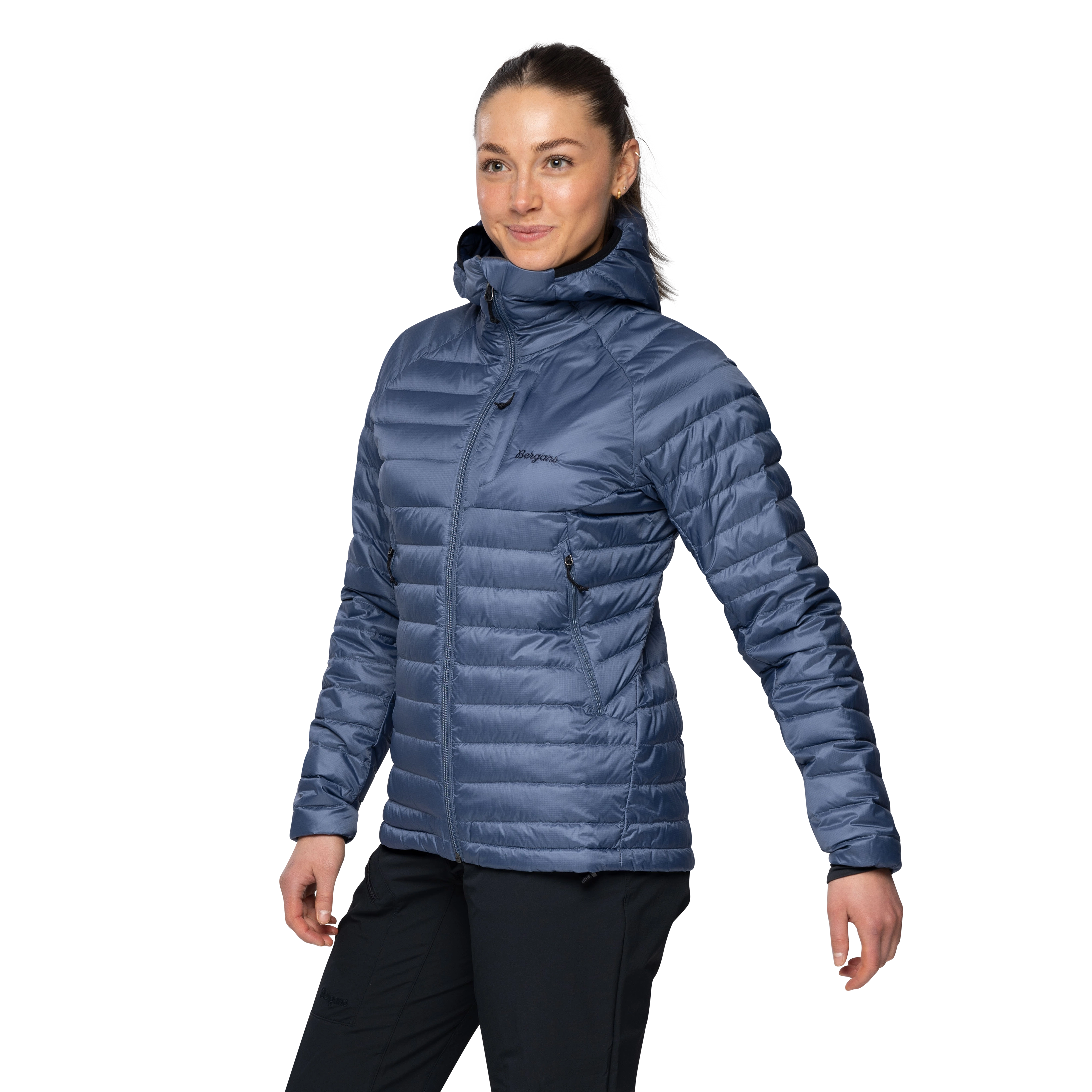 Vaagaa Light Down Jacket Hood Women Granite Blue