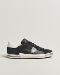 Philippe Model Prsx Low Top Leather Sneakers Black/Silver