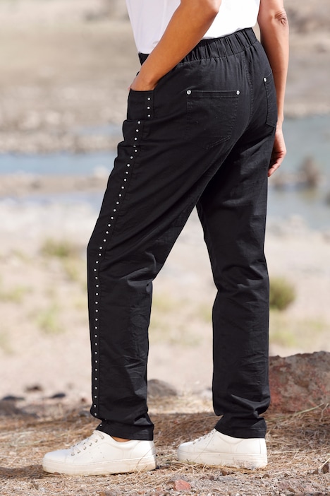 Hose, Straight Fit, Ziernieten-Band, Elastikbund