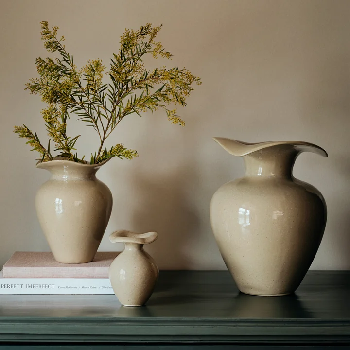 Broste Copenhagen - Florentina Vase, Ø 16 cm x H 22.5 cm, beige