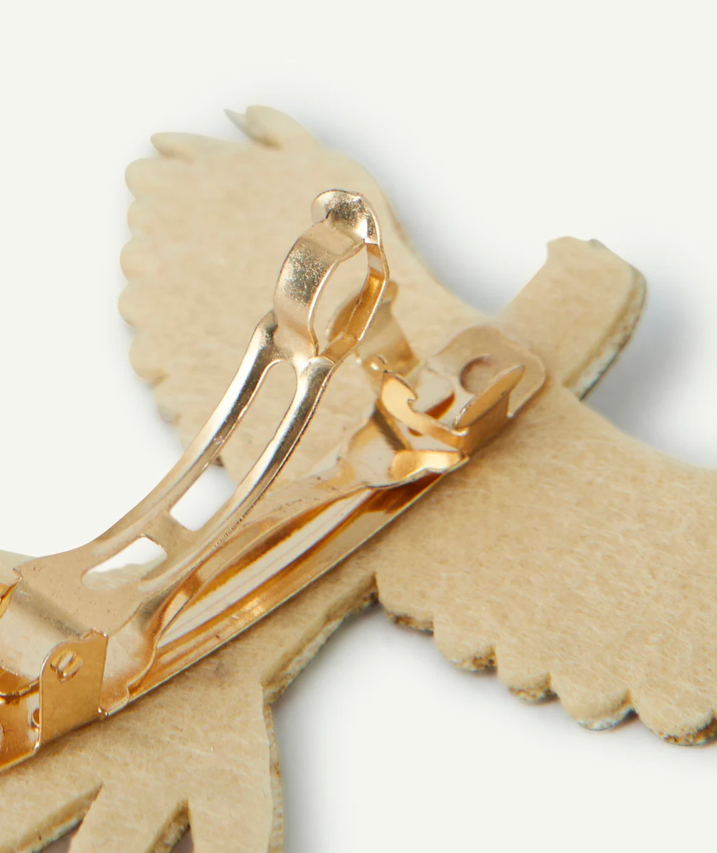 BARRETTE OISEAU AVEC DÉTAILS PAILLETÉS COULEUR DORÉE