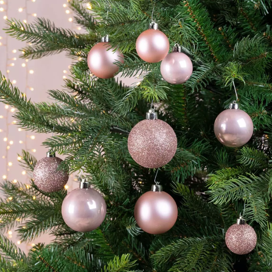 Lot de 30 boules de Noël assorties Alpine Rose poudré