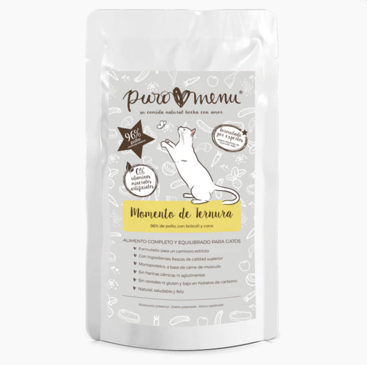 Alimento úmido orgânico para gatos com sabor de frango (100g) | com 96% de carne de frango | Sem grãos | Sem batata | Sem aditivos | Proteína única | 1 sachê de 100g