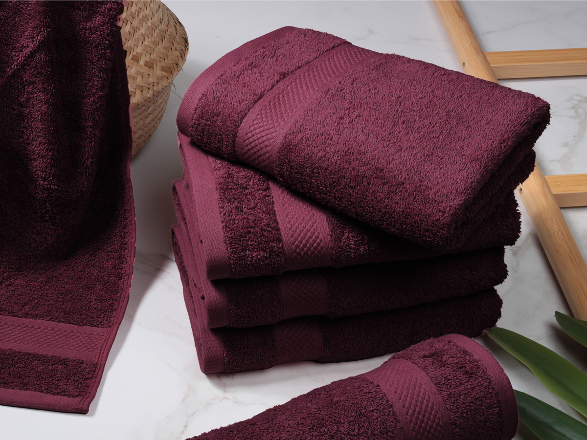 DoubleDry Hotel 50 x 100 cm set van 6 handdoeken - bordeaux