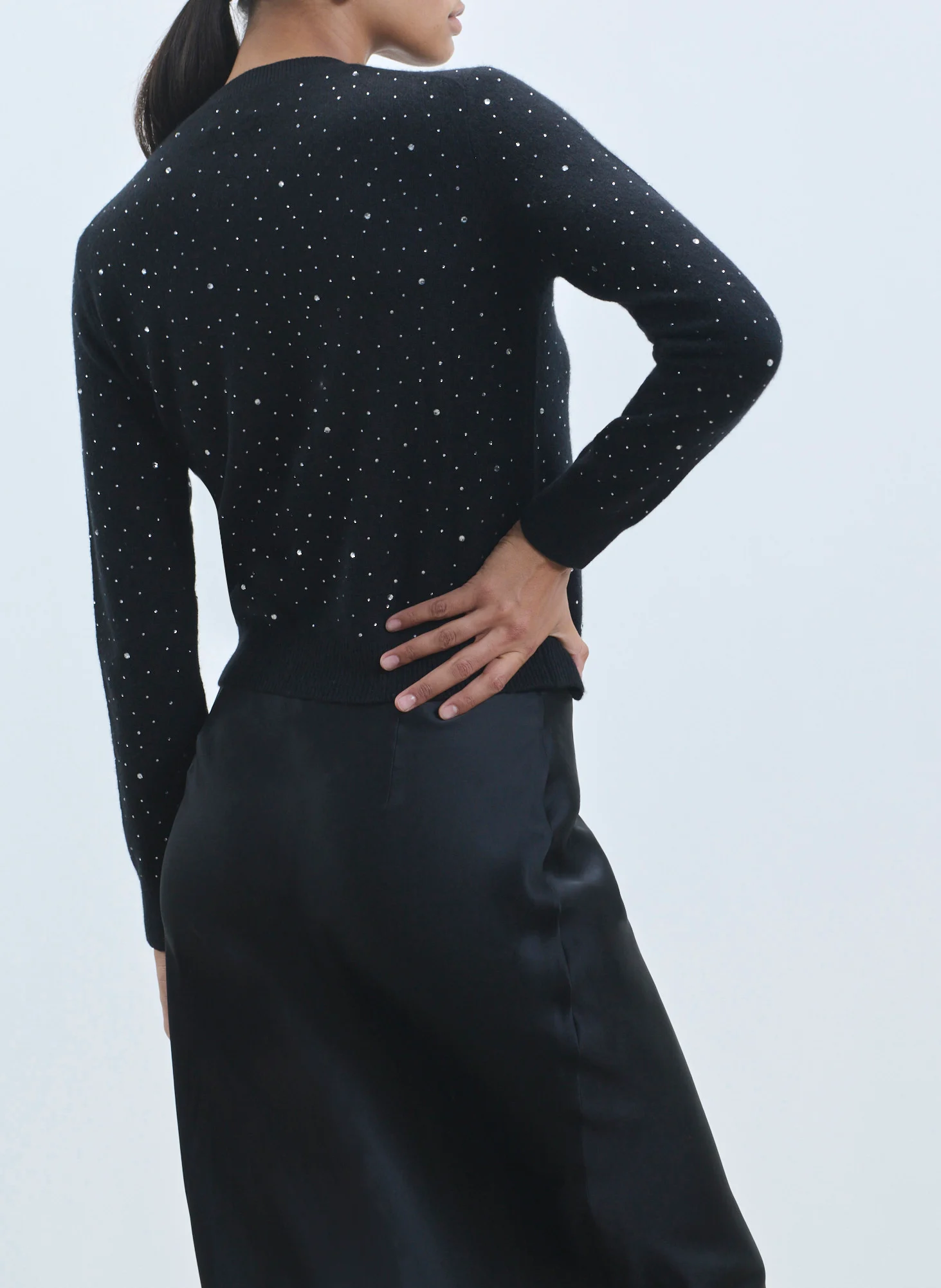 Pull strass en cachemire | Noir