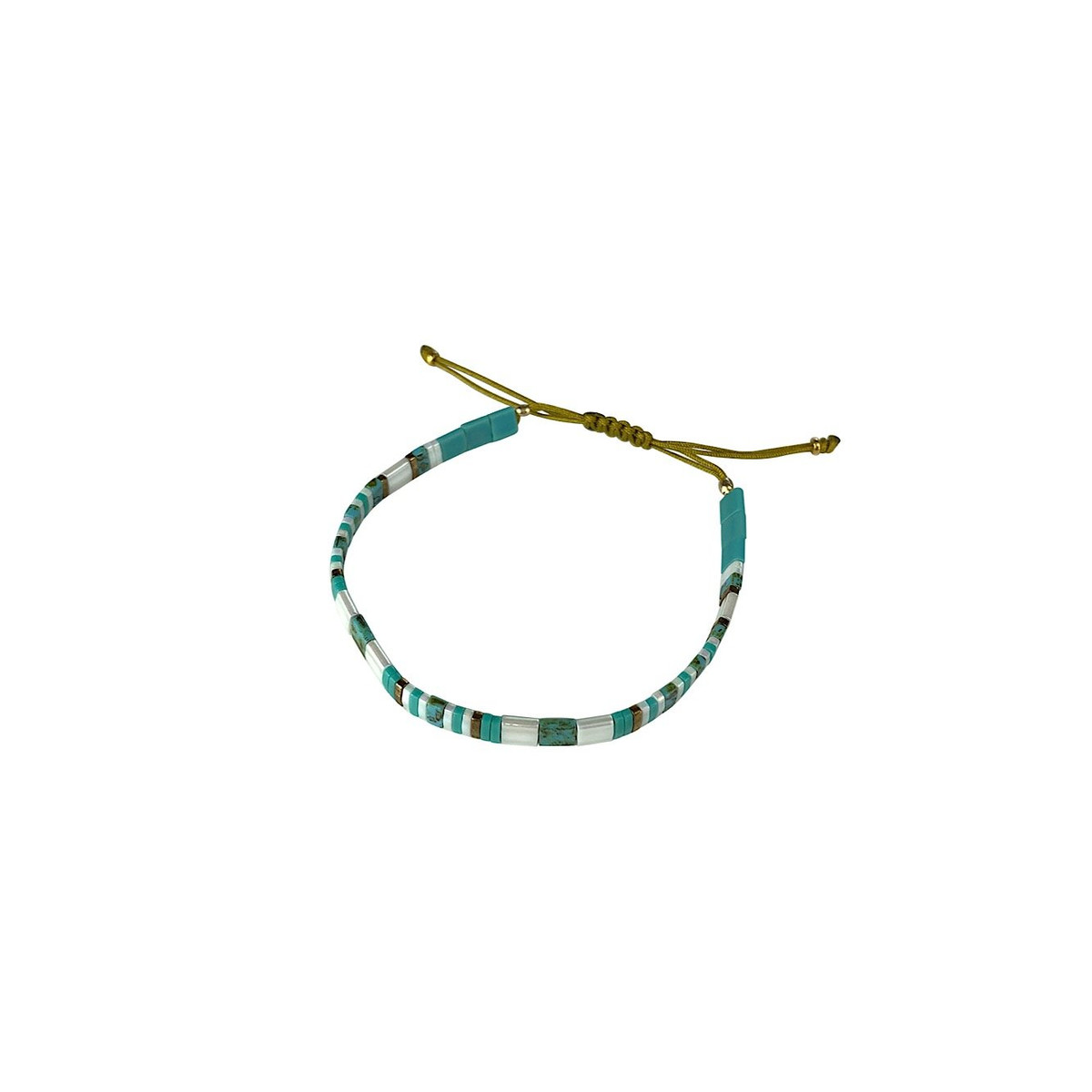 Bracelet Claire BERTEAU Aqua Perles plates en verre 3