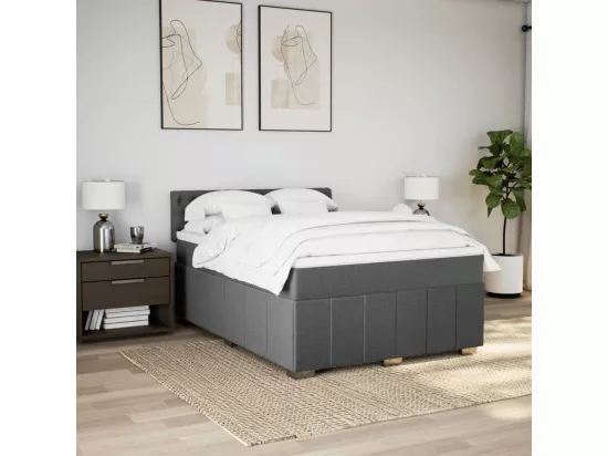 Sommier à lattes de lit avec matelas Gris foncé 160x200cm Tissu