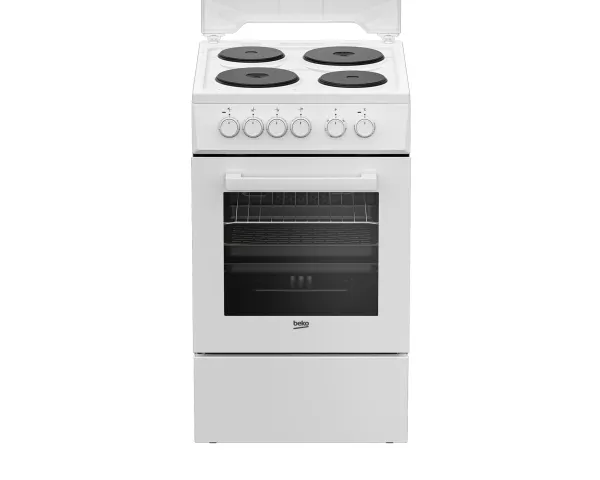 Beko FSE56000GW, Fritstående komfur, Hvid, Dreje, Hvid, 4 zone(s), Venstre front