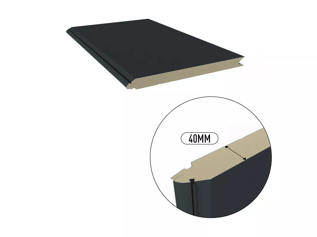 Porte de garage sectionnelle sur mesure lisse anthracite - ASINARIA
