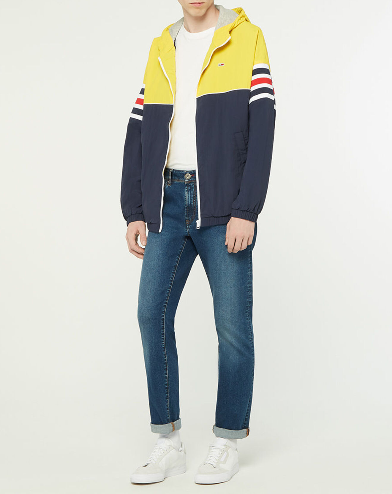 Tommy Jeans Blouson Colorblock à Capuche bleu/jaune