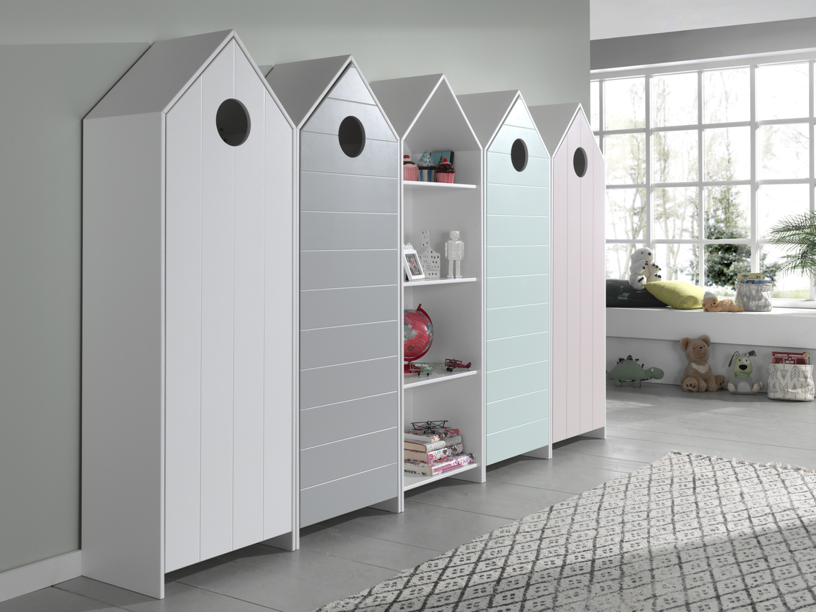 Hochschrank CASAMI - weiß-grau - 58 cm breit