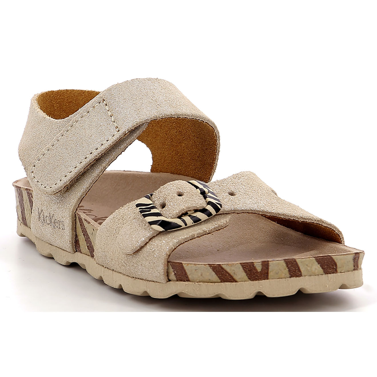 Kickers Sandales en Cuir Sunkro argenté/zèbre