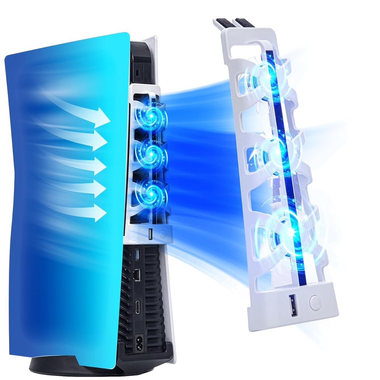 Sony PlayStation PS5 USB A Kühler / Lüfter mit LED Beleuchtung - Weiss
