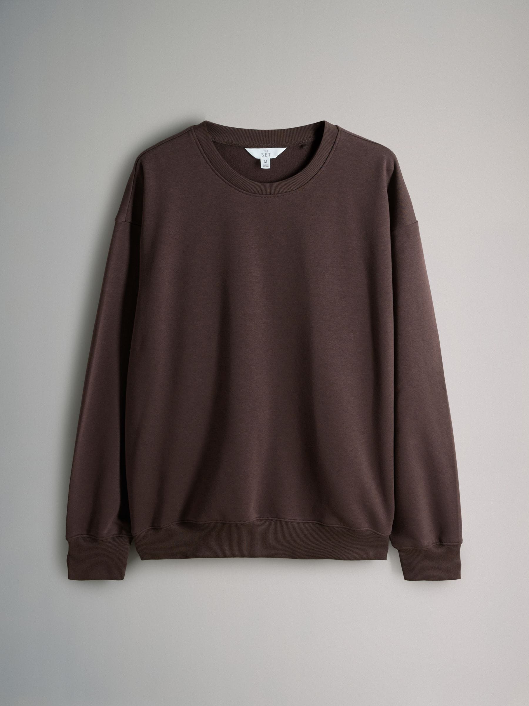 Zwart/bruin/paars/schemerig roze - The Set set van 4 ruimvallende sweatshirts met ronde hals