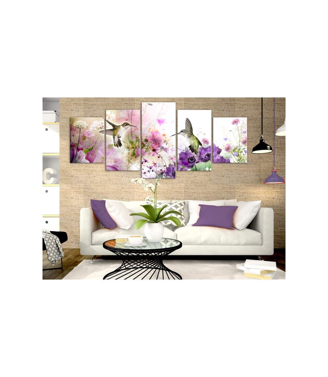 Paris Prix - Tableau Imprimé colourful Nature 5 Panneaux Wide 100x225cm