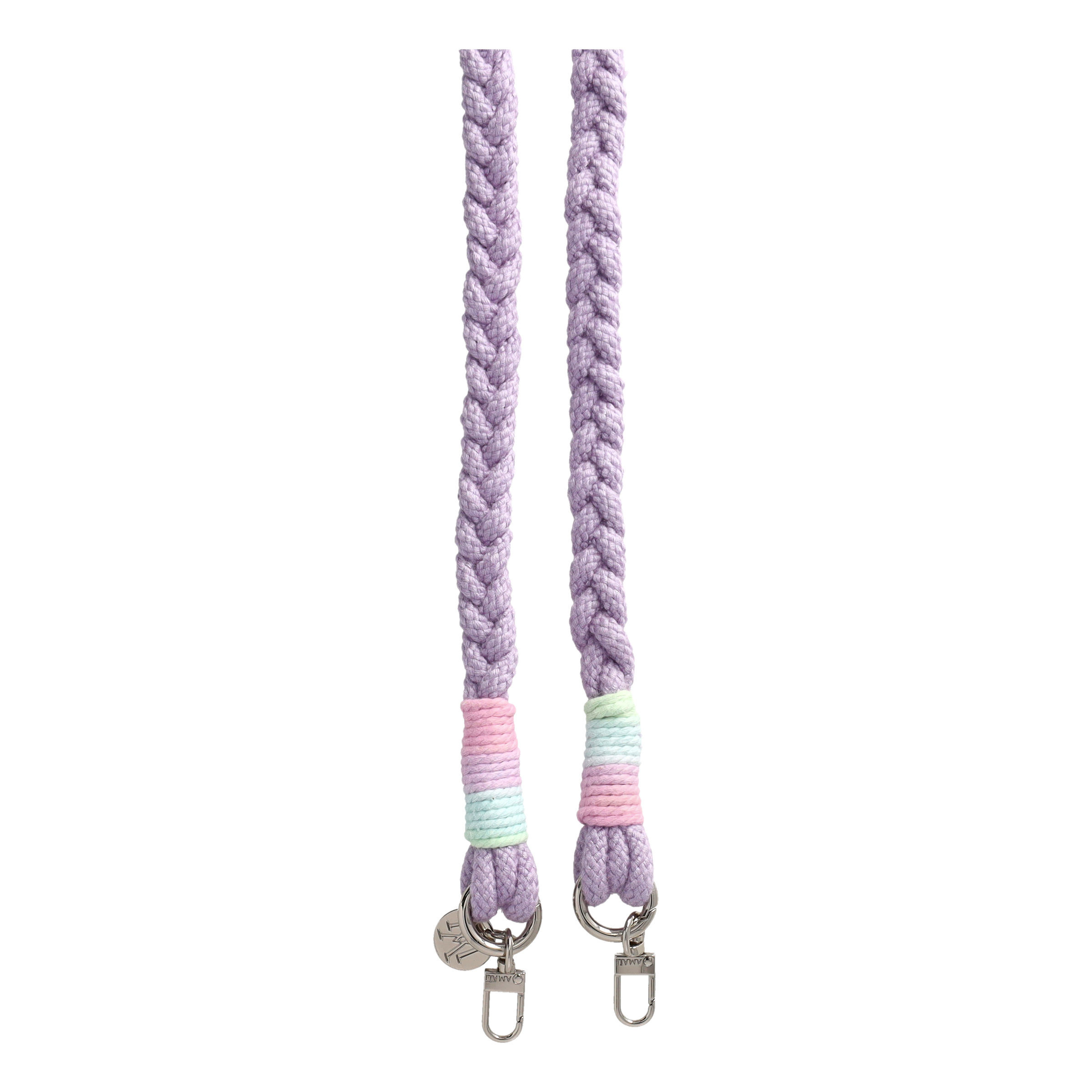 Handgemachte Handykordel Geflochtenes Umhängeband für Handyhüllen Silver - Lilac (Rainbow)
