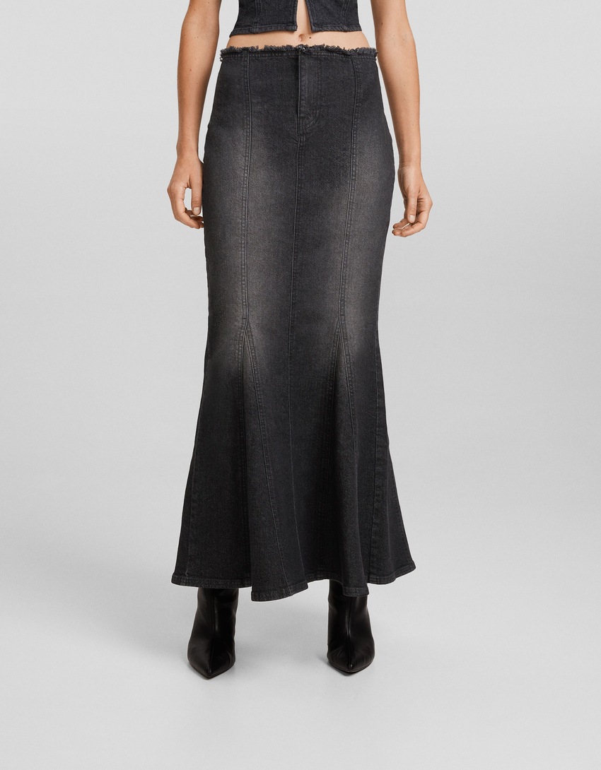Saia midi jeans