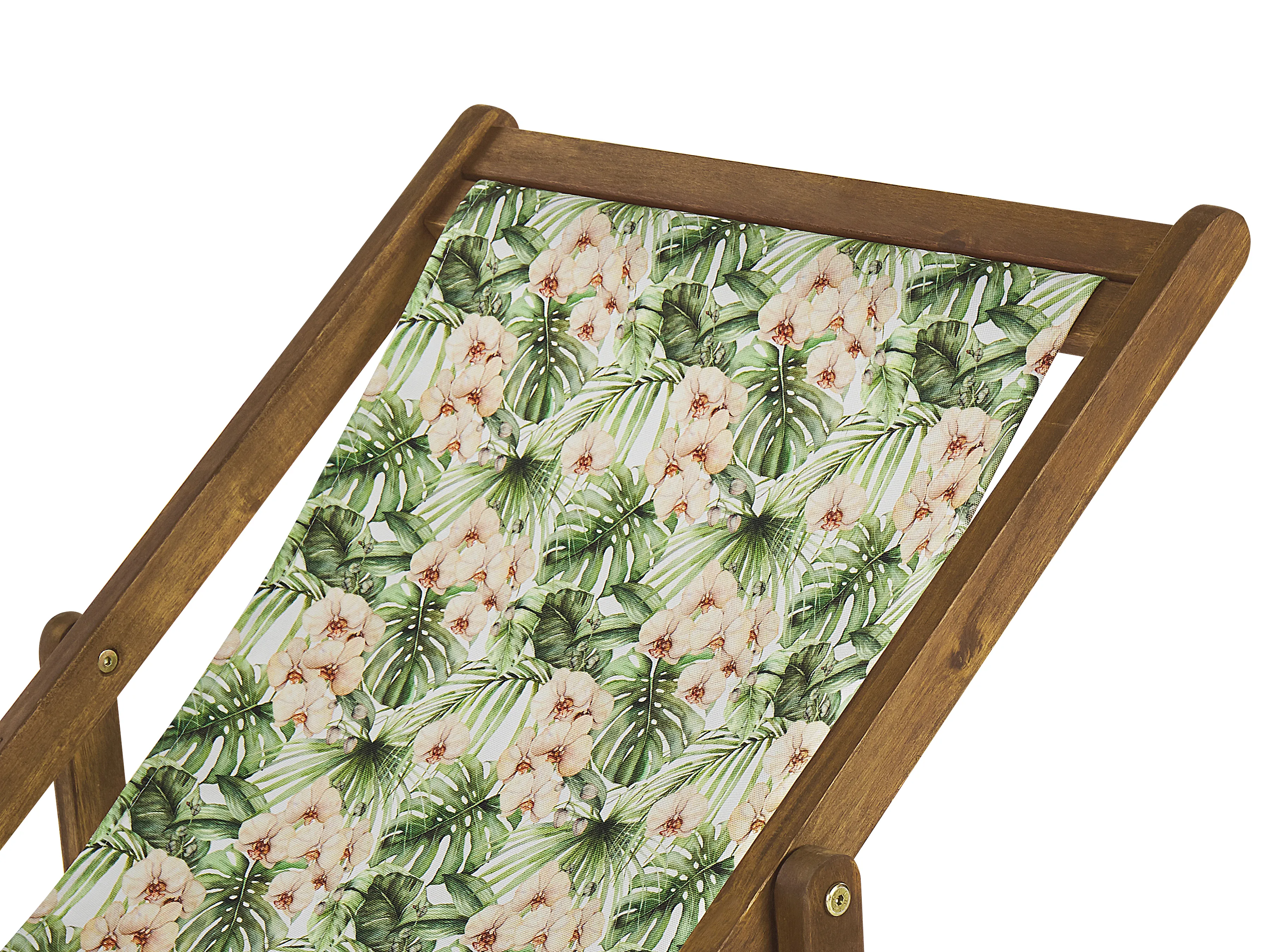 Set van 2 inklapbare ligstoelen ANZIO met vervangingshoezen Bloemen motief Acaciahout Lichtbruin