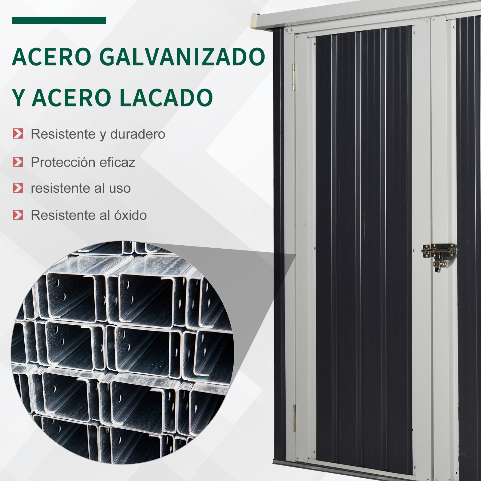 Casinha de jardim externa Outsunny, 1,26 m² (147 x 86 x 134 cm), em metal, com 2 portas e fechadura, ideal para guardar ferramentas em pátios e terraços. Cor: Preto.