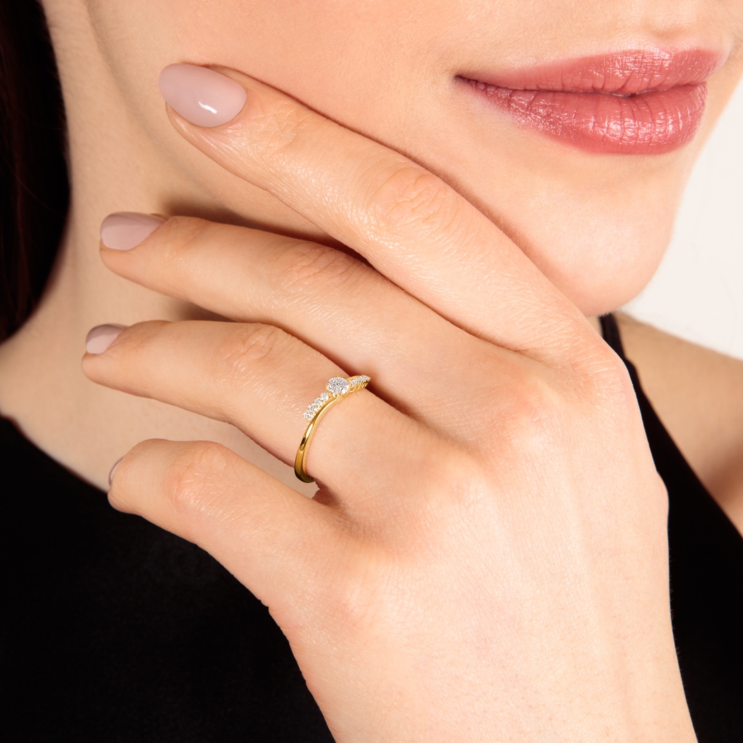 0.25 Karat Diamantring 750/18 K Gelbgold