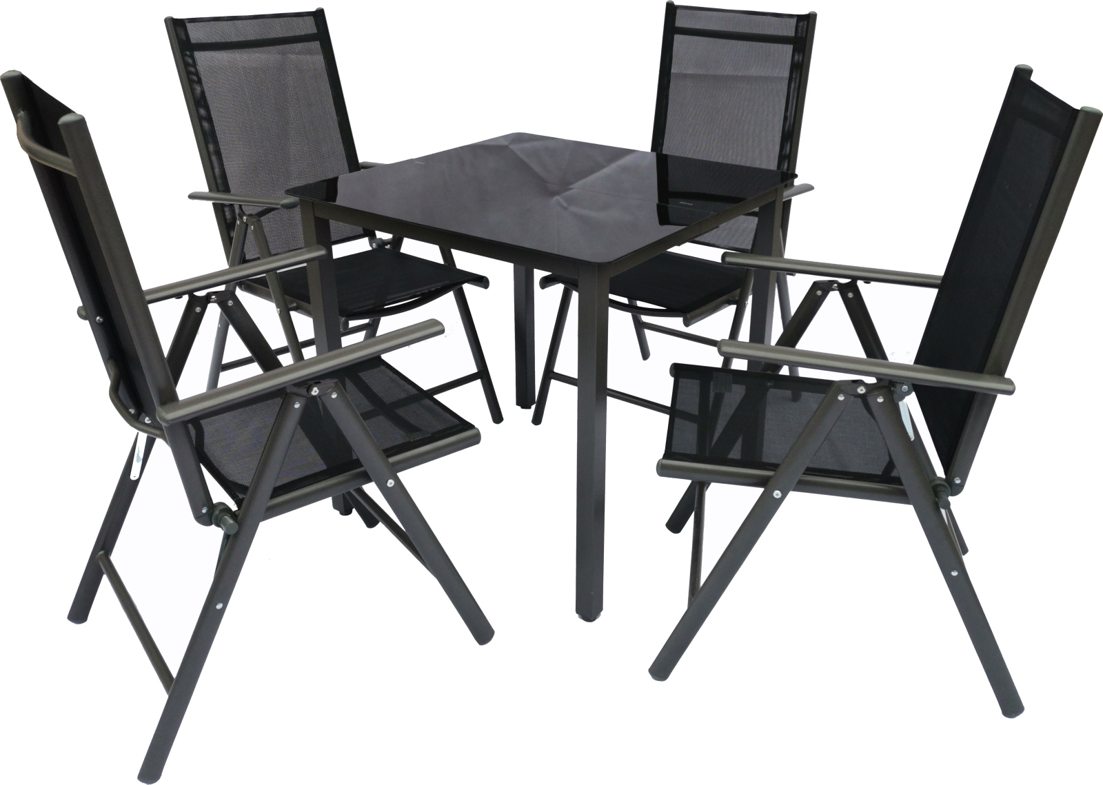 5-teilige Sitzgruppe - anthrazit - Aluminium - 80x80 cm