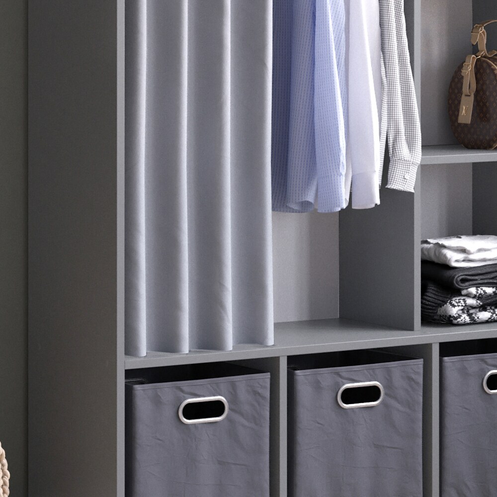 Vicco Kleiderschrank Schlafzimmerschrank Garderobe Luigi Grau 106 x 178 cm modern Schrankregal Organizer Vorhang Kleiderstange Fächer Aufbewahrung Ablage