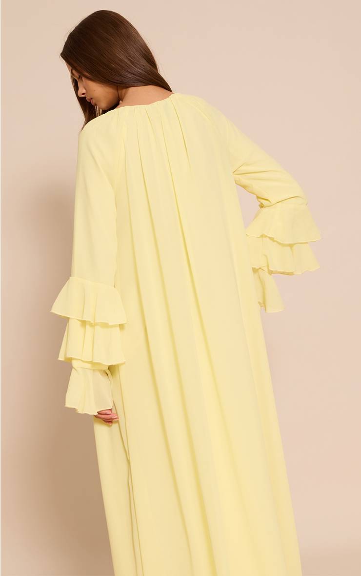 Citron Robe Longue En Mousseline Avec Détail De Manches À Volants