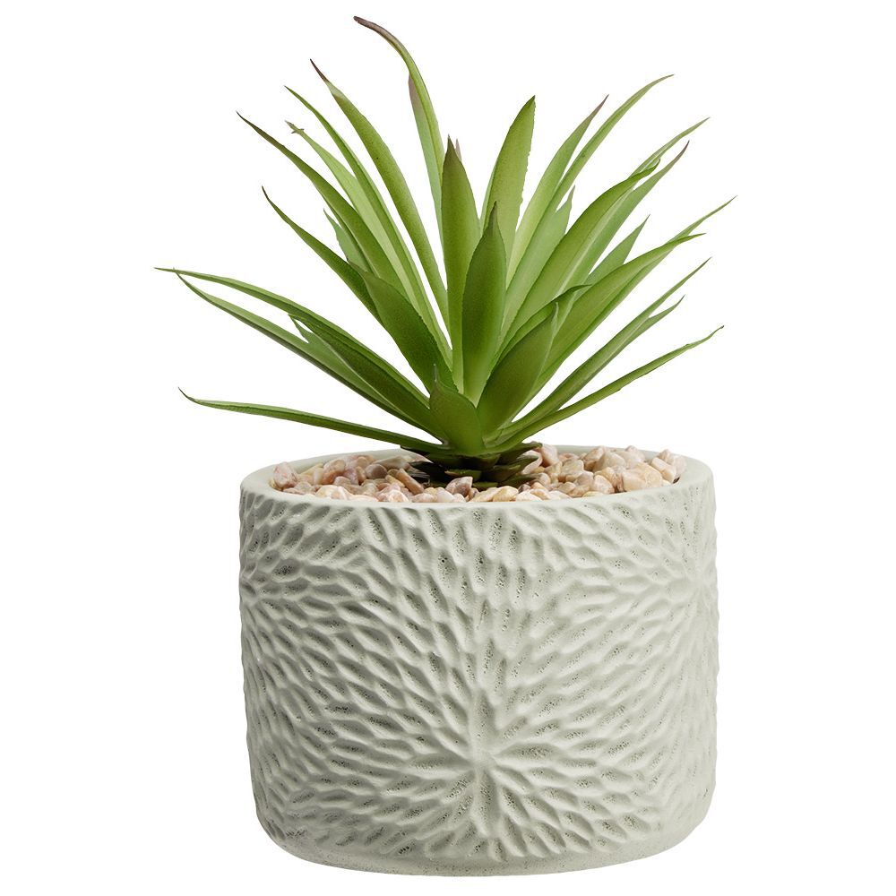 Petite plante artificielle dans pot déco relief