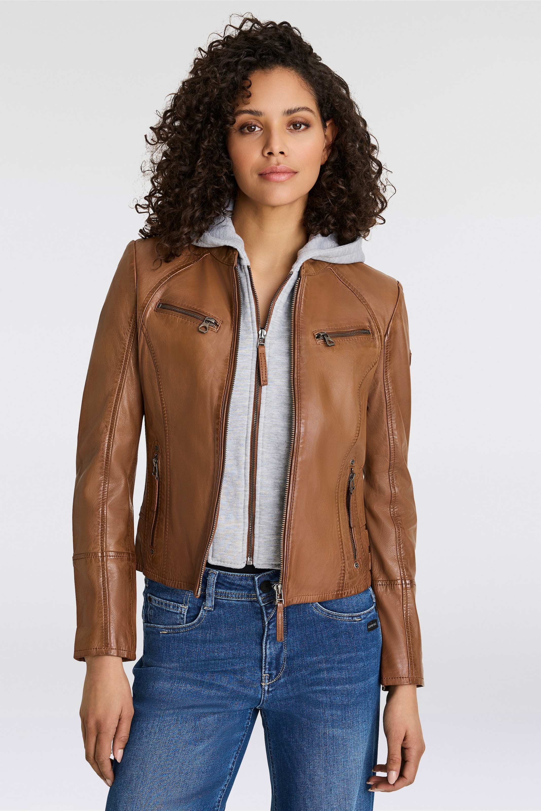 Mauritius Lederjacke »NOLA« mit Kapuze Two-in-One Style - mit abnehmbarer Jersey-Kapuze