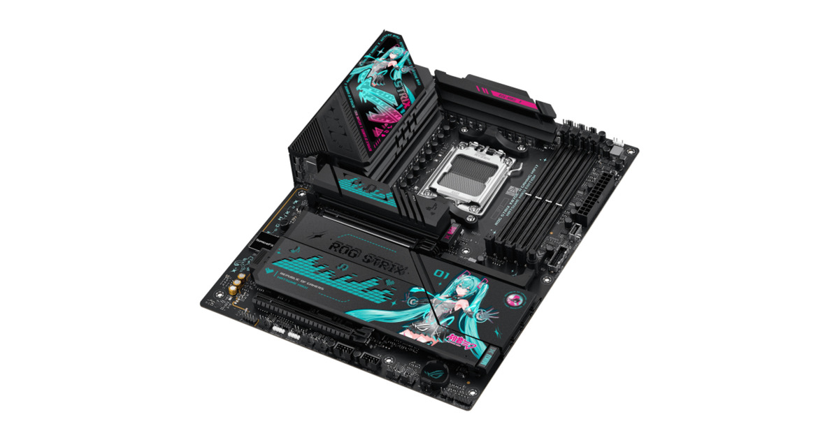 ASUSROG Strix X870E-H Gaming WiFi7 Hatsune Miku Edition socket AM5 moederbord  (Zwart, RAID, 5 Gb-LAN, WLAN, BT, Sound, ATX)