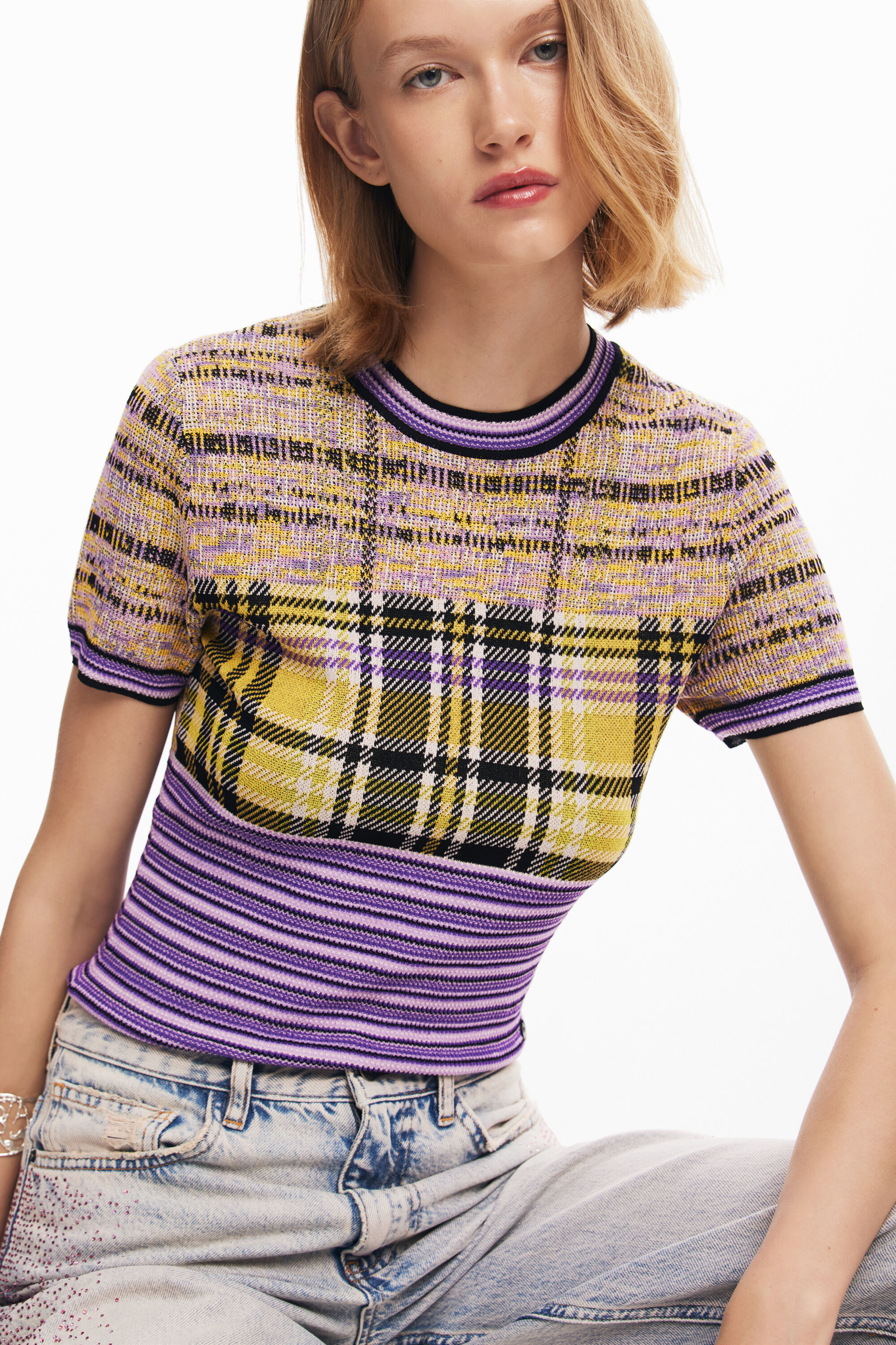 Camiseta de malha xadrez