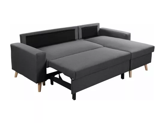 Canapé d'Angle Scandinave Réversible Convertible avec Coffre en Tissu