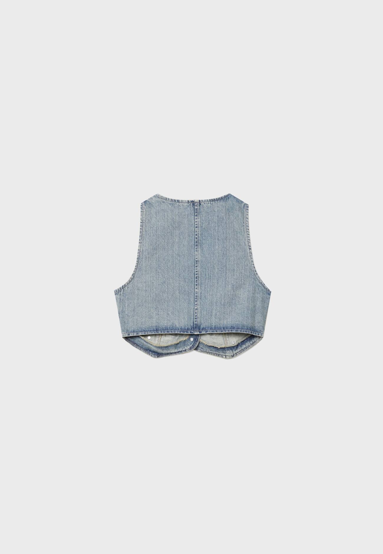 colete jeans com botões