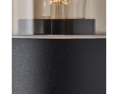 Sensorgestuurde buitenwandlamp, 1-lichts, Sergioro, zwart/gerookt glas