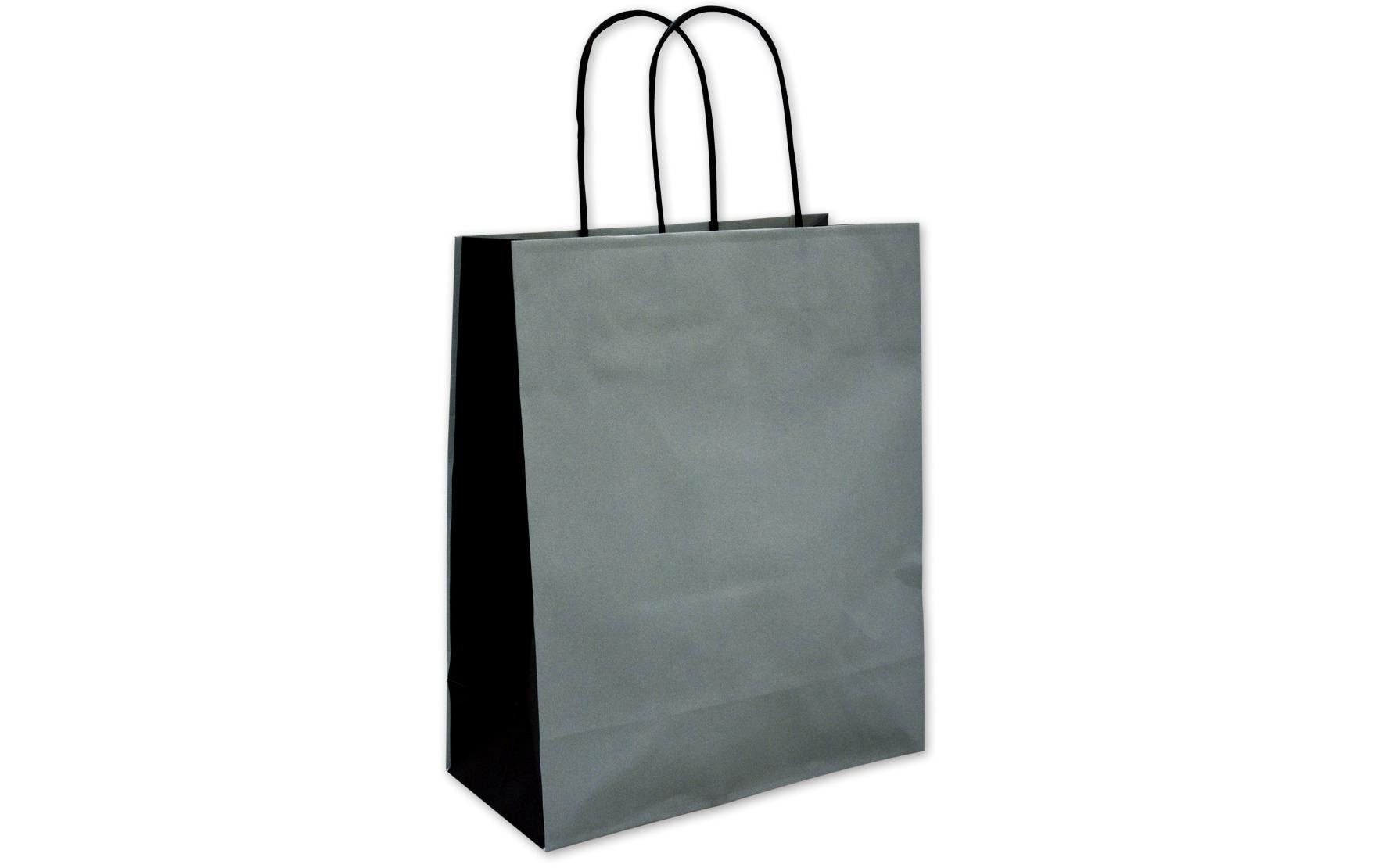 Geschenktasche 22 x 10 x 27 cm, 25 Stück, GrauTragetasche mit Papierkordel