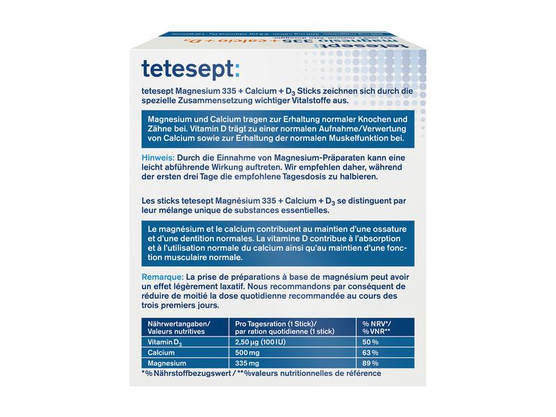 tetesept Magnesium 335 Calcium   D3 20 Sticks Nahrungsergänzungsmittel Magnesium, Calcium und Vitamin D