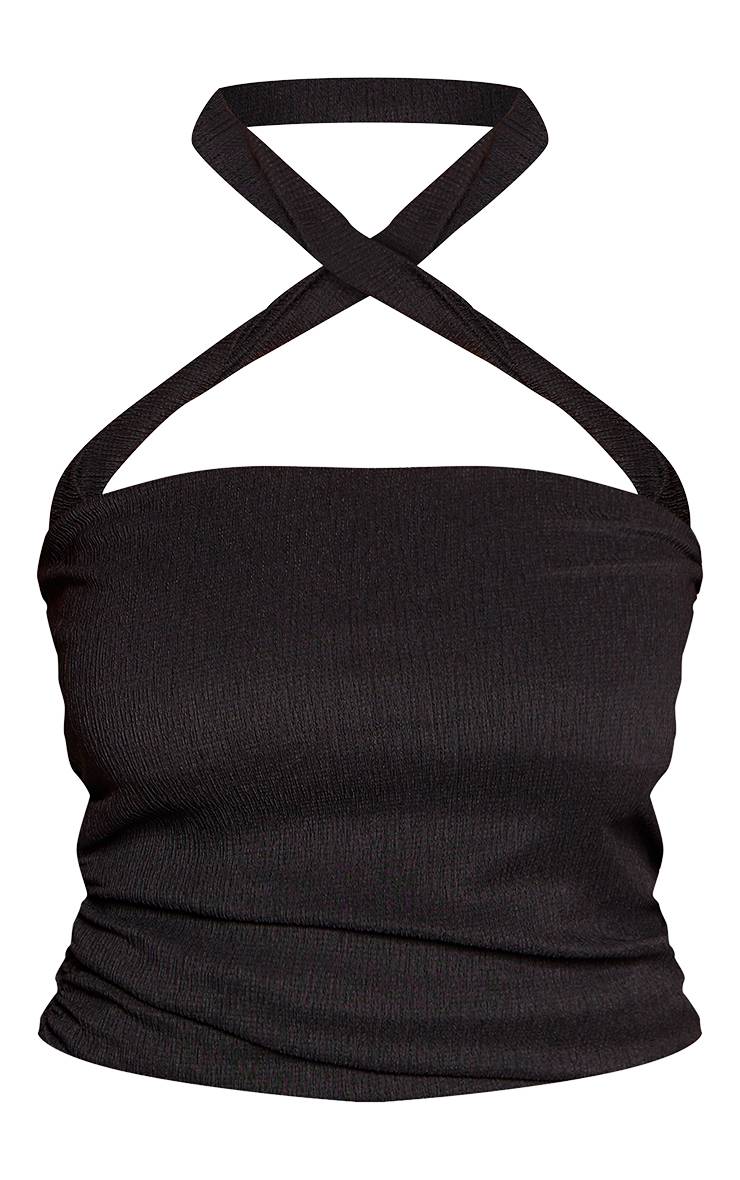 Noir Haut Texturé Shape À Détail Col Torsadé